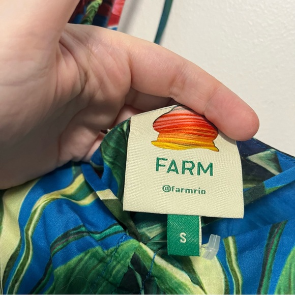 Farm Rio Dream Garden Tropical Puff Sleeve Beaded Tiered Midi Dress Small - Picture 10 of 13